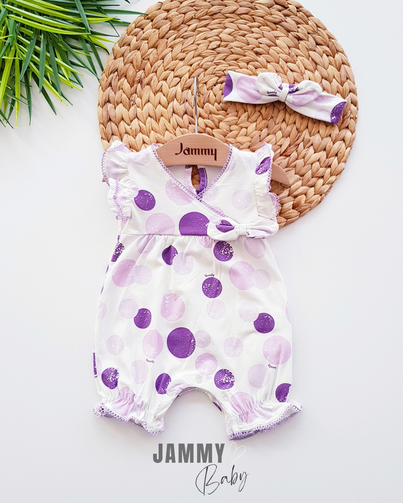 Colorful Points Bandana Jumpsuit Set-LILA