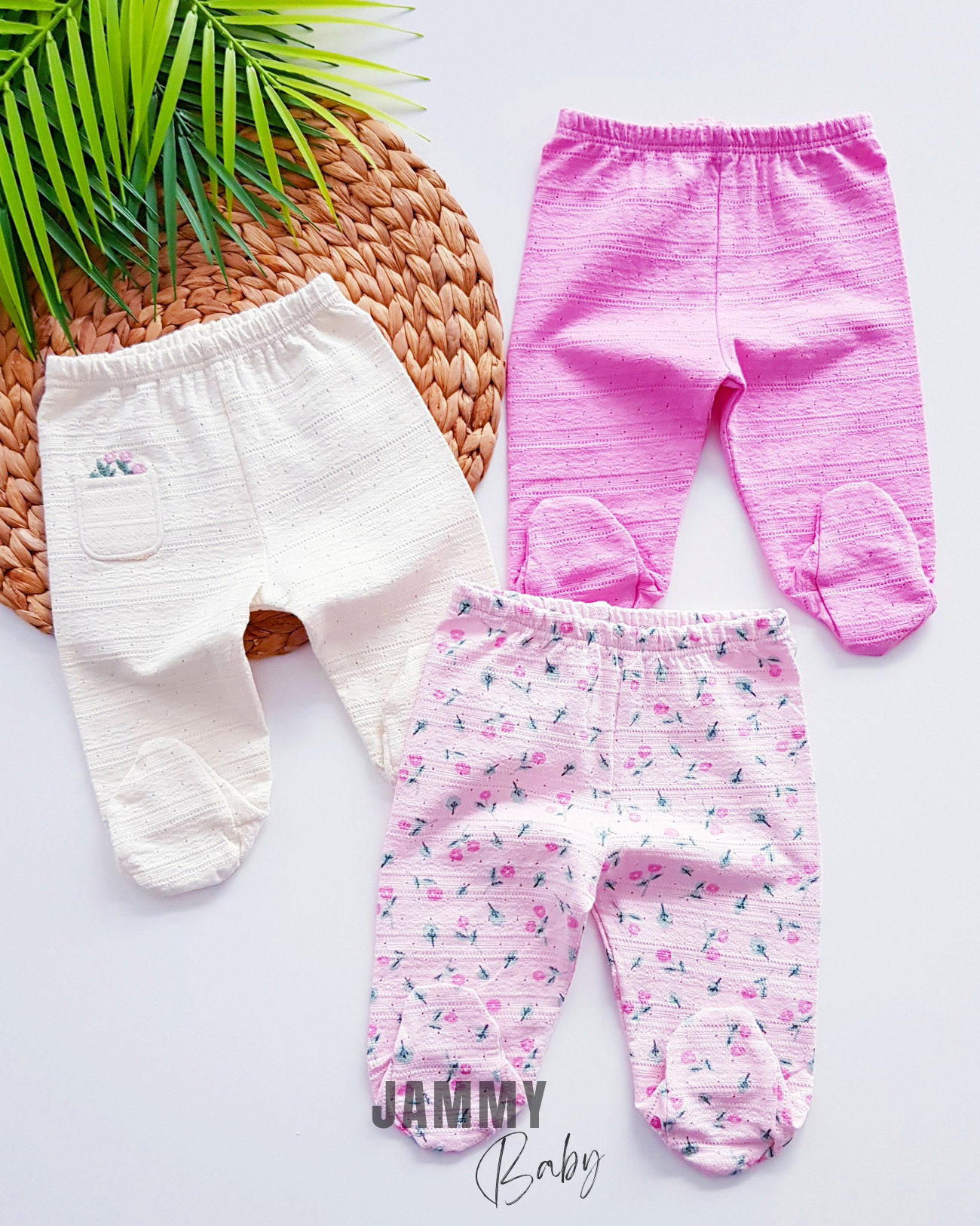 Roses Jakarlı 3 Parça Pantolon Takımı-PEMBE
