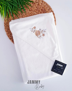 Rozen geborduurde capuchon handdoek