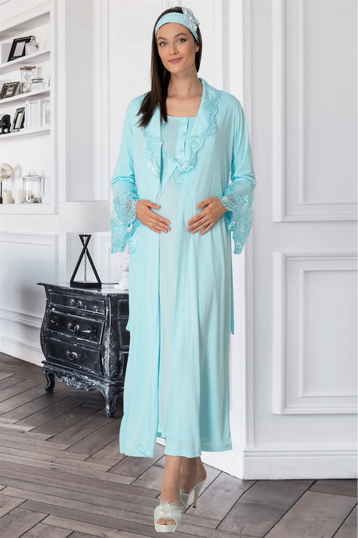 Şehzade Nachtjapon met kamerjas - TURQUOISE
