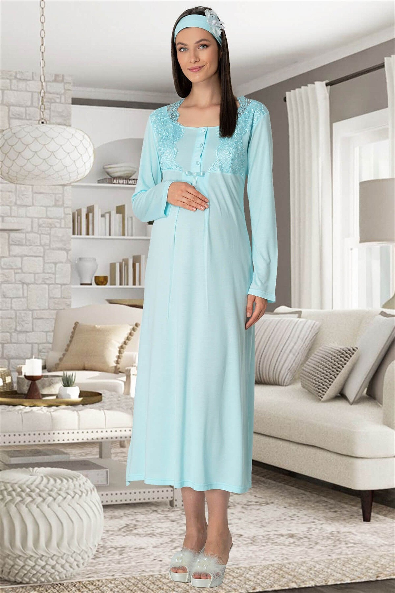 Şehzade Nachtjapon met kamerjas - TURQUOISE