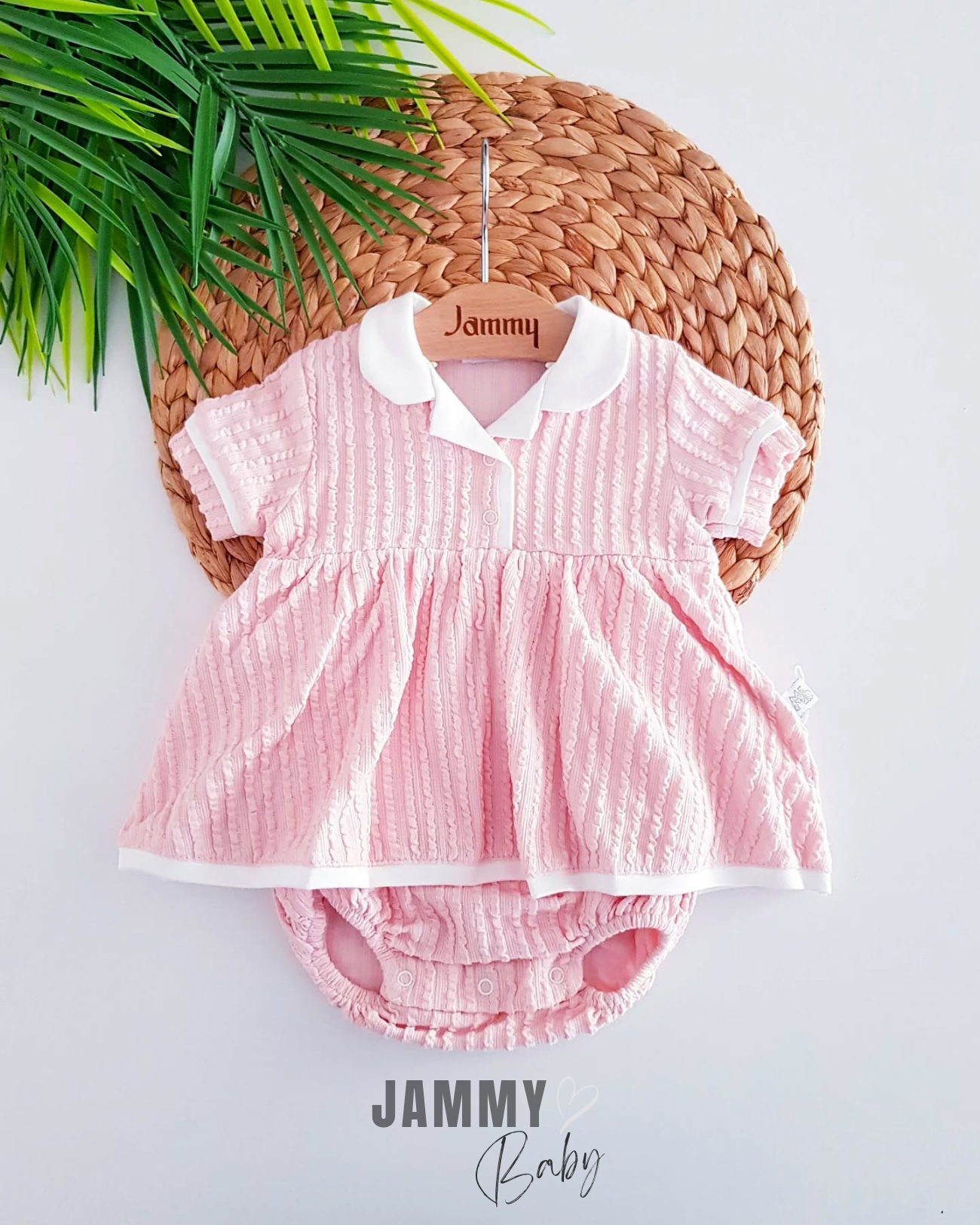 Şila Kendinden Desenli Body-PEMBE