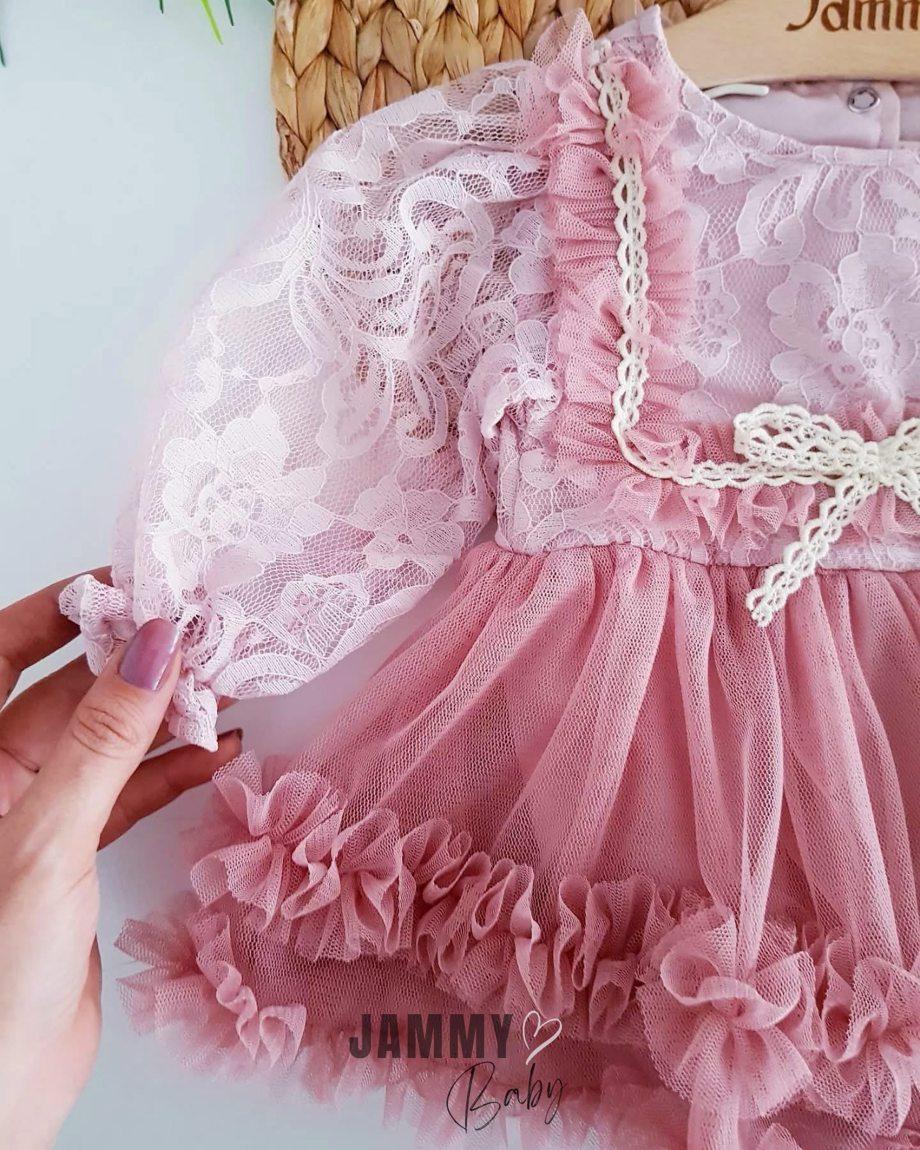 Cindirella Dantel Özel Gün Bodysuit Elbise-DRY ROSE