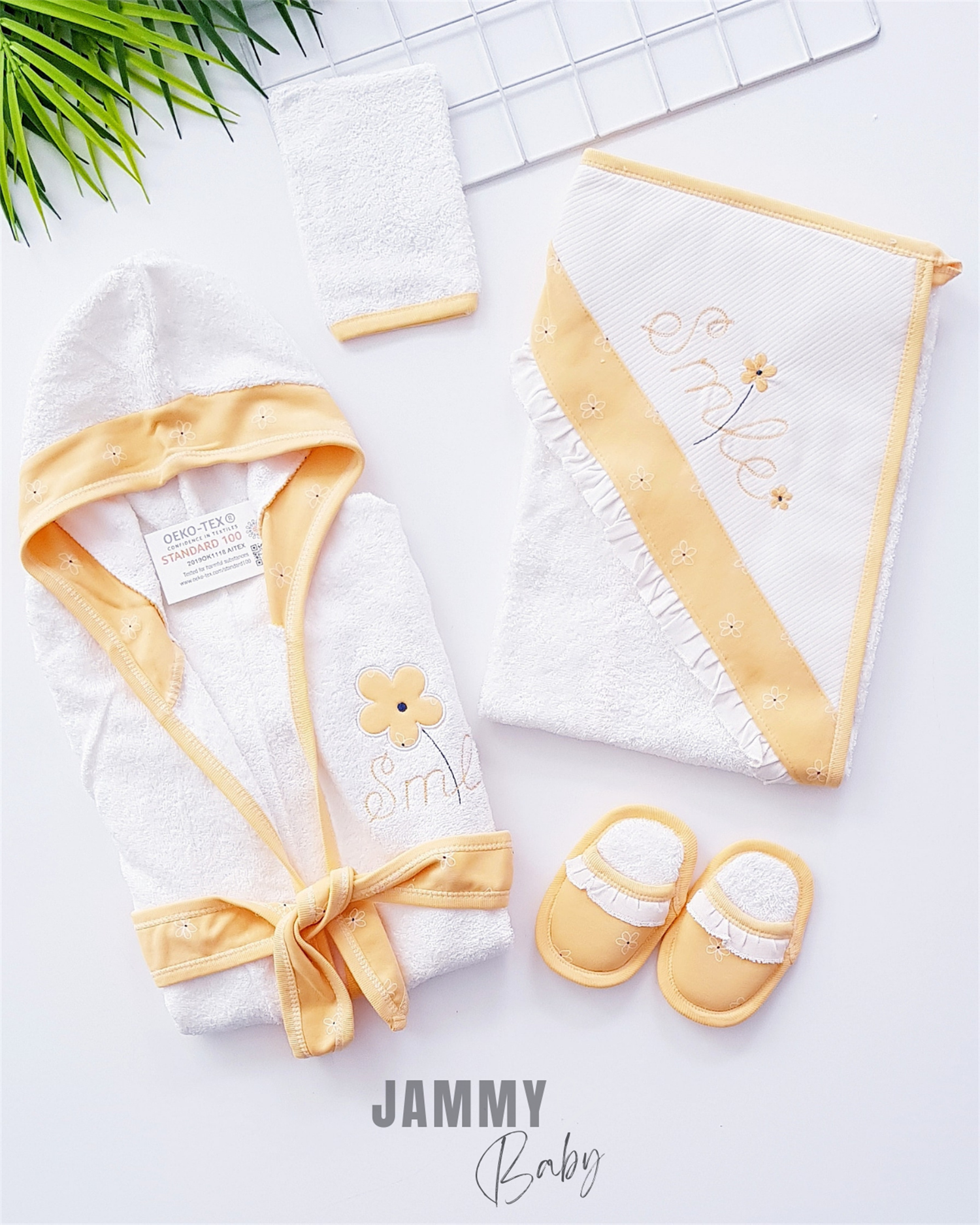 Smile Daisy 4-delige badjasset - GEEL