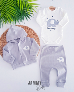 Star Elephant Cardigan 3-delige set - GRIJS