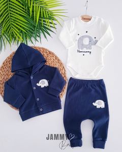 Star Elephant Cardigan 3-delige set - MARINEBLAUW