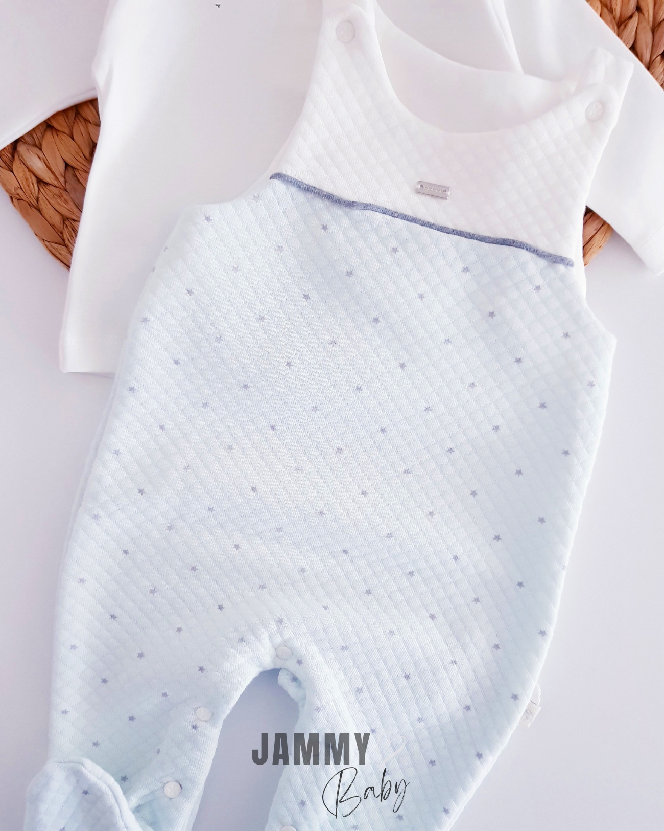 Stars Quilted Overalls & Body Set - MINT