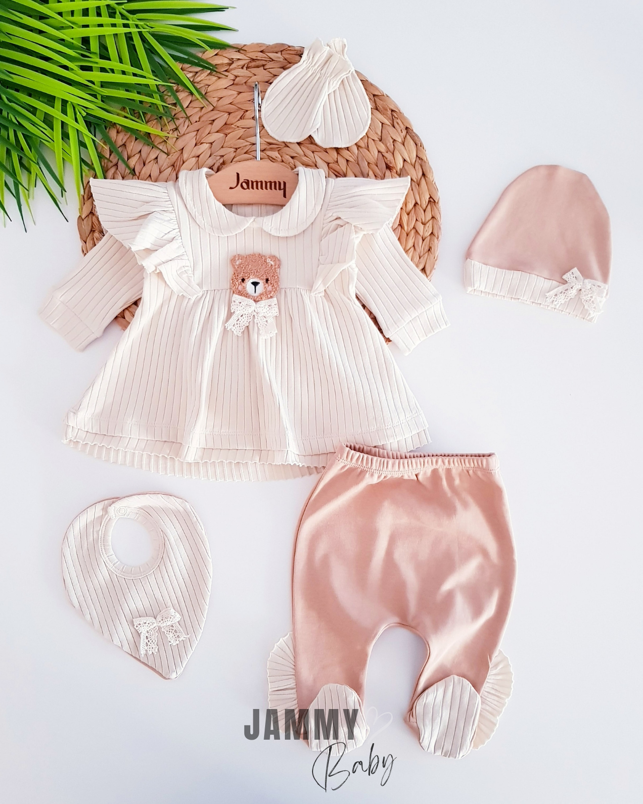 Süzene Teddy Bear Atlet 5 Parça Yenidoğan Seti - BEJ