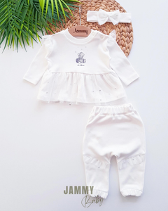 Sweet Bear Tutu en Bandana Set-WIT