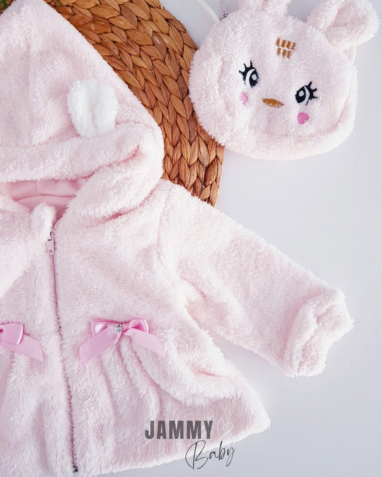 Plush Coat with Rabbit Bag - POWDER PINK