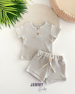Thomas Waffle Şort 2'li Set - BUZ GRİ
