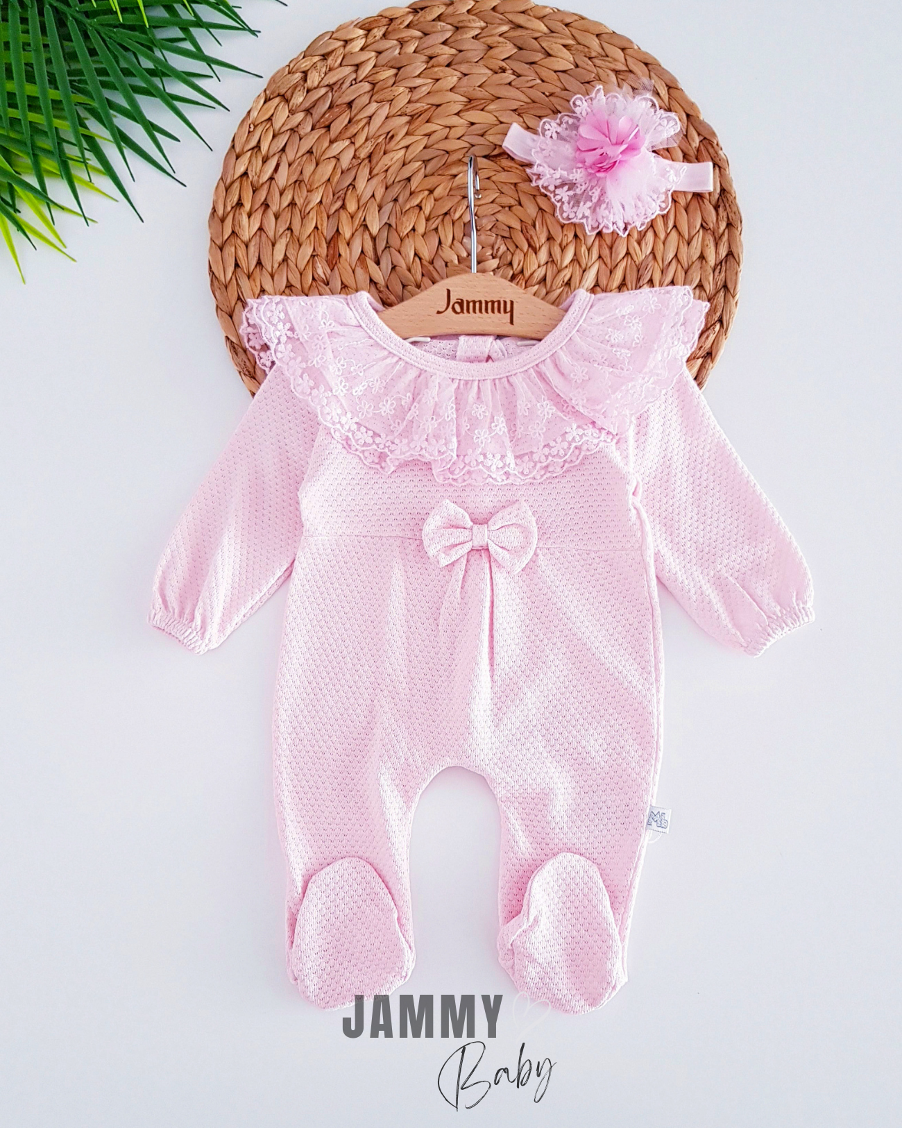 Torino Dantel Yaka Bandana Tulum Takımı-PEMBE