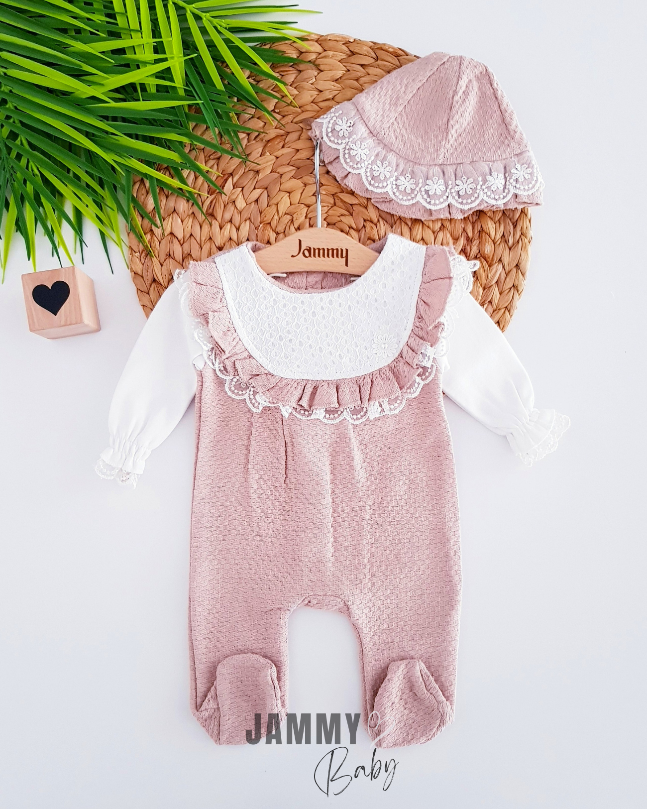Zara Desenli Bağcıklı Şapka Tulum Takımı-SÜT KAHVE